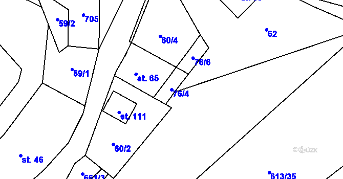 Parcela st. 76/4 v KÚ Rovné, Katastrální mapa