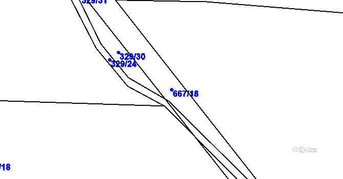 Parcela st. 667/18 v KÚ Rovné, Katastrální mapa