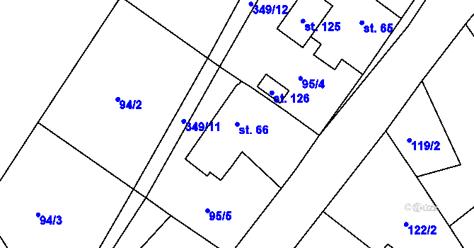 Parcela st. 66 v KÚ Rozběřice, Katastrální mapa