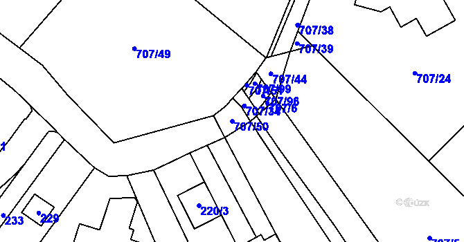 Parcela st. 707/50 v KÚ Rozdrojovice, Katastrální mapa