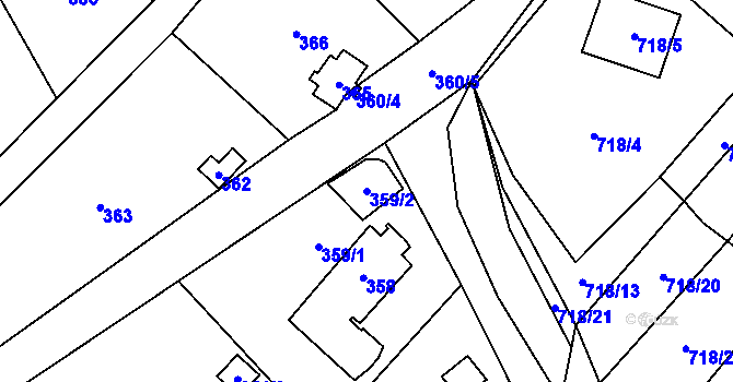Parcela st. 359/2 v KÚ Rozdrojovice, Katastrální mapa