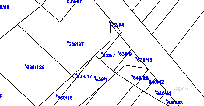 Parcela st. 639/7 v KÚ Rozdrojovice, Katastrální mapa