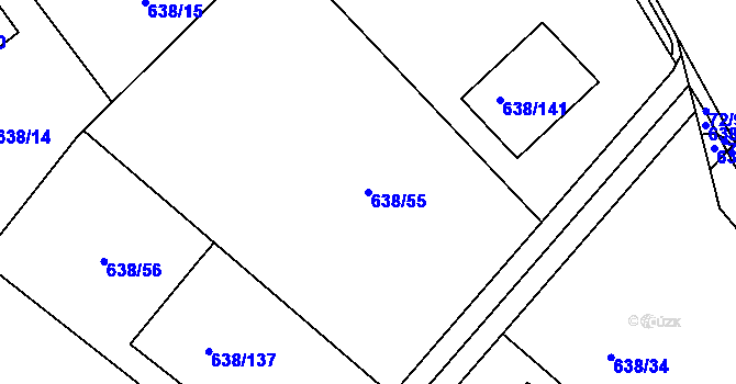 Parcela st. 638/55 v KÚ Rozdrojovice, Katastrální mapa