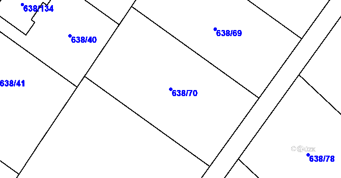 Parcela st. 638/70 v KÚ Rozdrojovice, Katastrální mapa