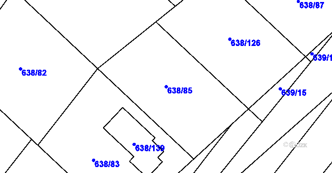 Parcela st. 638/85 v KÚ Rozdrojovice, Katastrální mapa