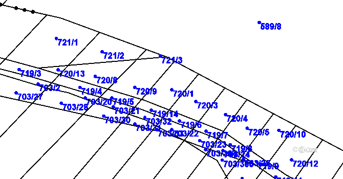 Parcela st. 720/1 v KÚ Rozdrojovice, Katastrální mapa