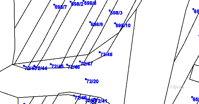 Parcela st. 72/48 v KÚ Rozdrojovice, Katastrální mapa
