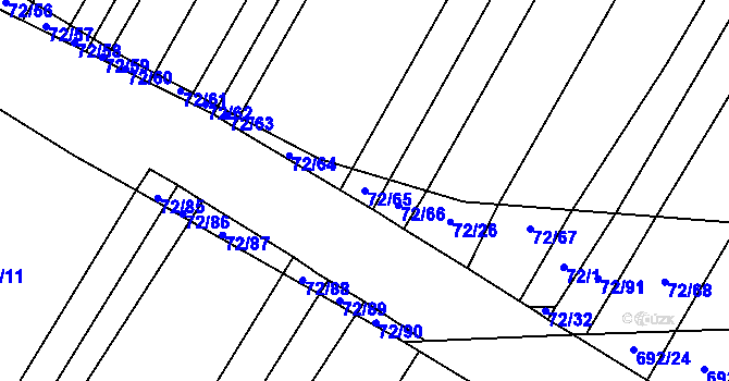 Parcela st. 72/65 v KÚ Rozdrojovice, Katastrální mapa