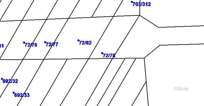 Parcela st. 72/78 v KÚ Rozdrojovice, Katastrální mapa