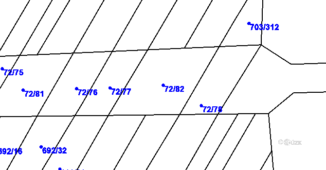 Parcela st. 72/82 v KÚ Rozdrojovice, Katastrální mapa