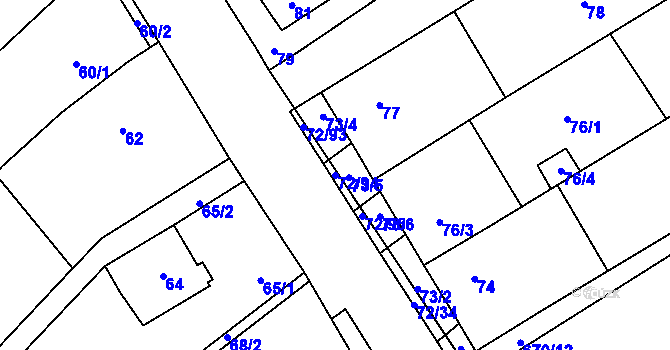 Parcela st. 72/94 v KÚ Rozdrojovice, Katastrální mapa