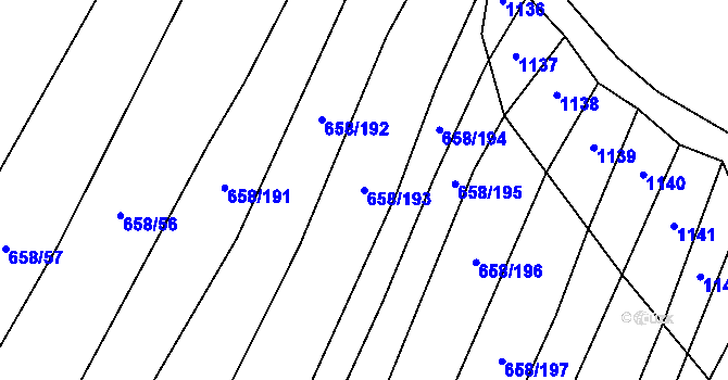 Parcela st. 658/193 v KÚ Rozdrojovice, Katastrální mapa
