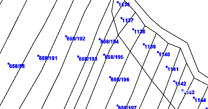 Parcela st. 658/195 v KÚ Rozdrojovice, Katastrální mapa