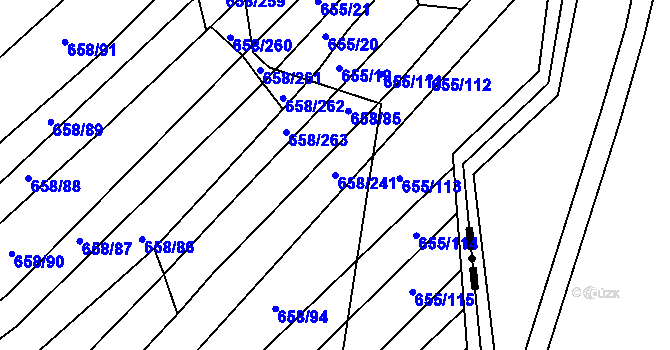 Parcela st. 658/241 v KÚ Rozdrojovice, Katastrální mapa
