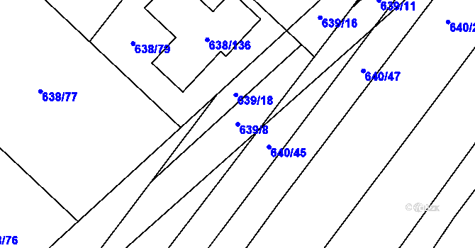 Parcela st. 639/8 v KÚ Rozdrojovice, Katastrální mapa