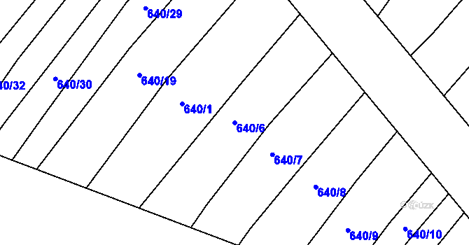 Parcela st. 640/6 v KÚ Rozdrojovice, Katastrální mapa