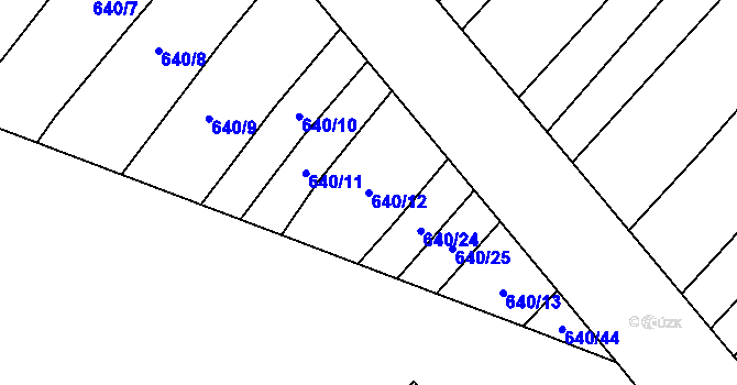 Parcela st. 640/12 v KÚ Rozdrojovice, Katastrální mapa