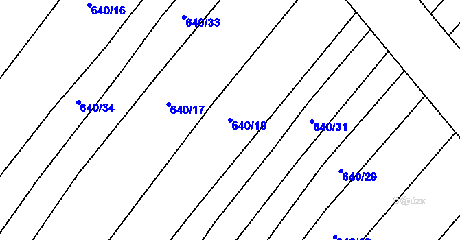 Parcela st. 640/18 v KÚ Rozdrojovice, Katastrální mapa