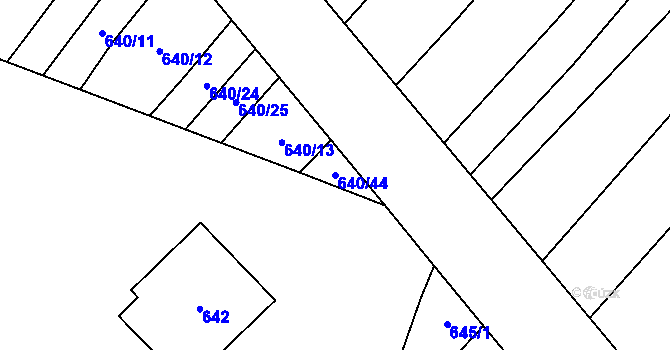 Parcela st. 640/44 v KÚ Rozdrojovice, Katastrální mapa
