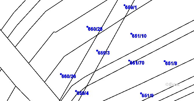 Parcela st. 659/3 v KÚ Rozdrojovice, Katastrální mapa