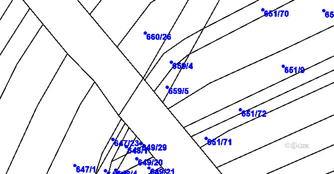 Parcela st. 659/5 v KÚ Rozdrojovice, Katastrální mapa