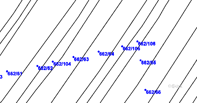 Parcela st. 662/64 v KÚ Rozdrojovice, Katastrální mapa