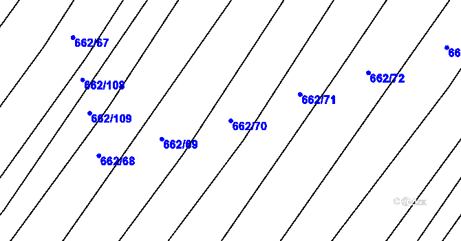 Parcela st. 662/70 v KÚ Rozdrojovice, Katastrální mapa