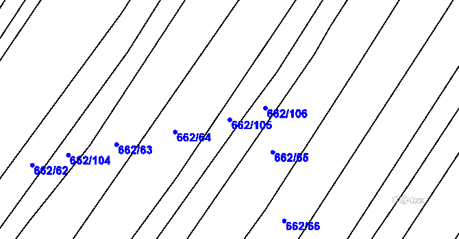 Parcela st. 662/105 v KÚ Rozdrojovice, Katastrální mapa
