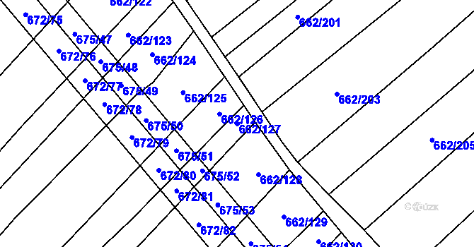 Parcela st. 662/127 v KÚ Rozdrojovice, Katastrální mapa
