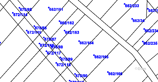 Parcela st. 662/164 v KÚ Rozdrojovice, Katastrální mapa