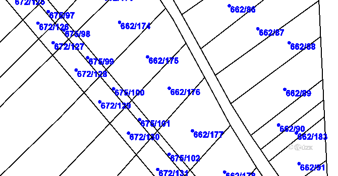 Parcela st. 662/176 v KÚ Rozdrojovice, Katastrální mapa
