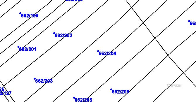 Parcela st. 662/204 v KÚ Rozdrojovice, Katastrální mapa