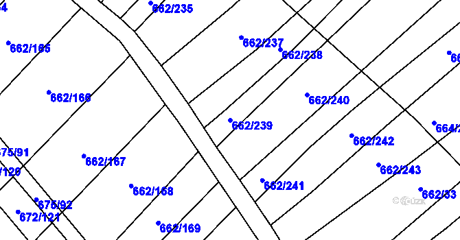 Parcela st. 662/239 v KÚ Rozdrojovice, Katastrální mapa