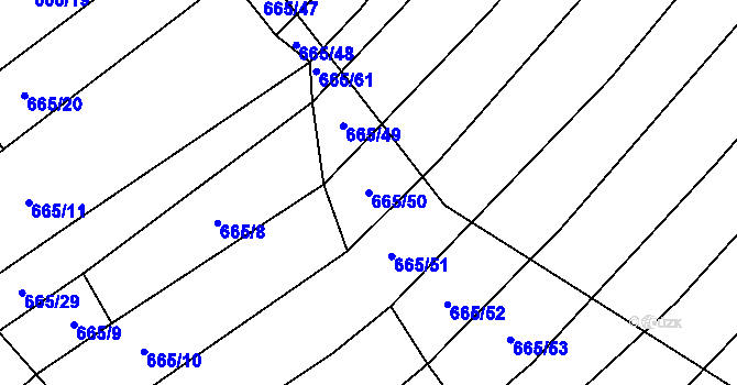 Parcela st. 665/50 v KÚ Rozdrojovice, Katastrální mapa