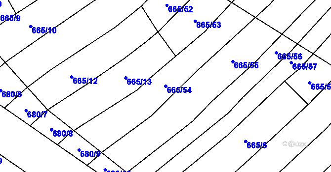 Parcela st. 665/54 v KÚ Rozdrojovice, Katastrální mapa