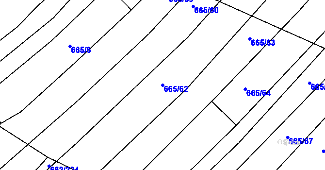 Parcela st. 665/62 v KÚ Rozdrojovice, Katastrální mapa