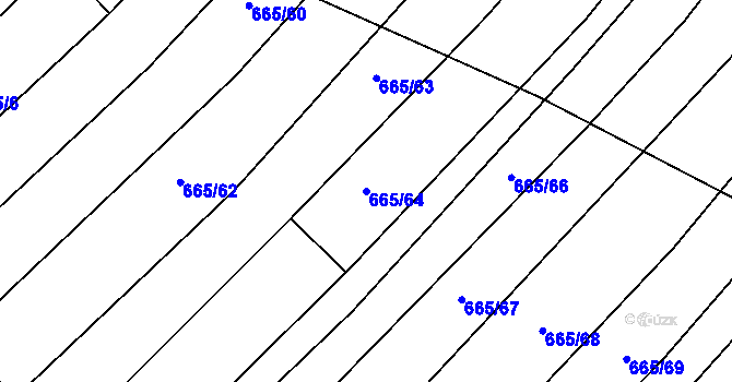 Parcela st. 665/64 v KÚ Rozdrojovice, Katastrální mapa