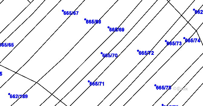 Parcela st. 665/70 v KÚ Rozdrojovice, Katastrální mapa
