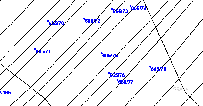 Parcela st. 665/75 v KÚ Rozdrojovice, Katastrální mapa