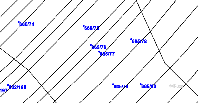 Parcela st. 665/77 v KÚ Rozdrojovice, Katastrální mapa