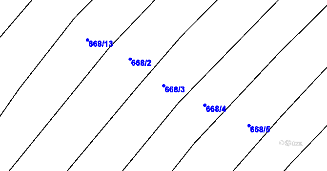 Parcela st. 668/3 v KÚ Rozdrojovice, Katastrální mapa