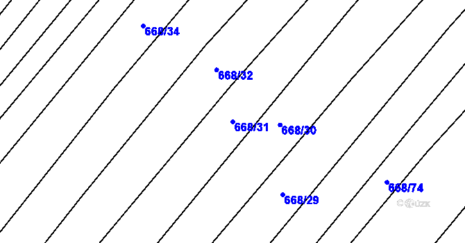 Parcela st. 668/31 v KÚ Rozdrojovice, Katastrální mapa