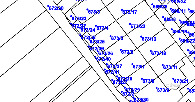 Parcela st. 673/26 v KÚ Rozdrojovice, Katastrální mapa