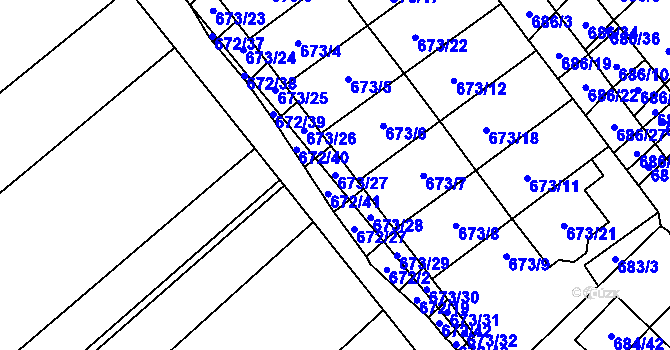 Parcela st. 673/27 v KÚ Rozdrojovice, Katastrální mapa