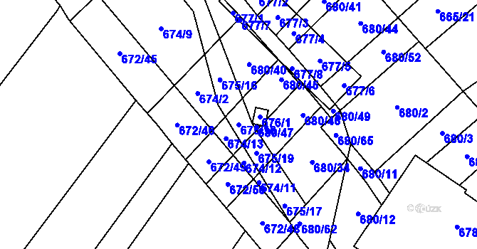 Parcela st. 675/18 v KÚ Rozdrojovice, Katastrální mapa