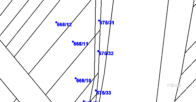 Parcela st. 675/32 v KÚ Rozdrojovice, Katastrální mapa