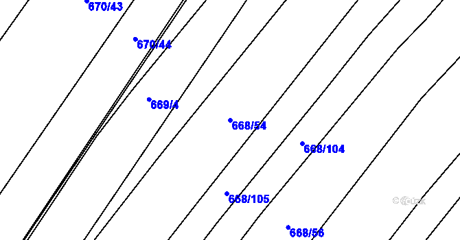 Parcela st. 668/54 v KÚ Rozdrojovice, Katastrální mapa