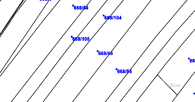 Parcela st. 668/56 v KÚ Rozdrojovice, Katastrální mapa