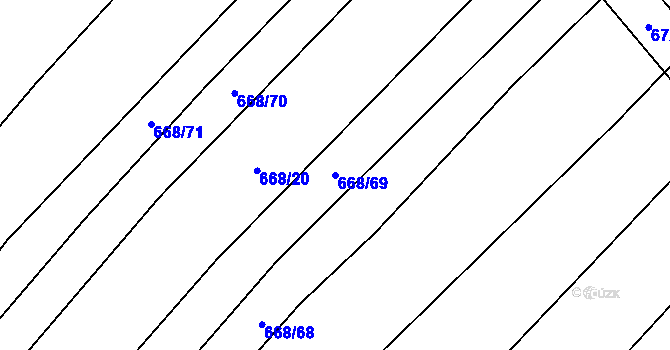 Parcela st. 668/69 v KÚ Rozdrojovice, Katastrální mapa
