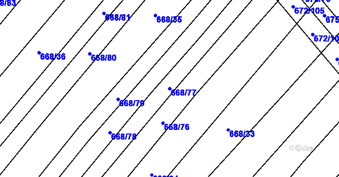 Parcela st. 668/77 v KÚ Rozdrojovice, Katastrální mapa